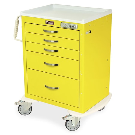 M-Series Carts 5 Drawer Steel Clinical Cart w/Pushbutton E-Lock MDS2424E05